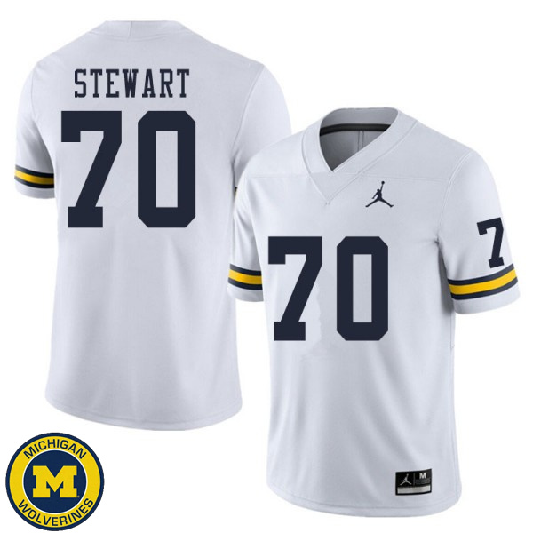 Mens Michigan Wolverines #70 Jack Stewart White University Jersey